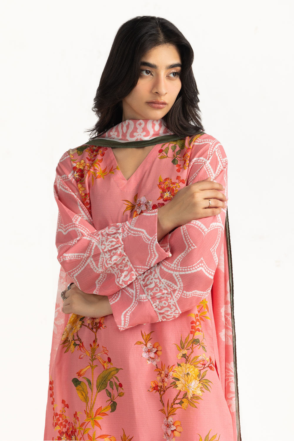 3Pc Dobby Printed Suit