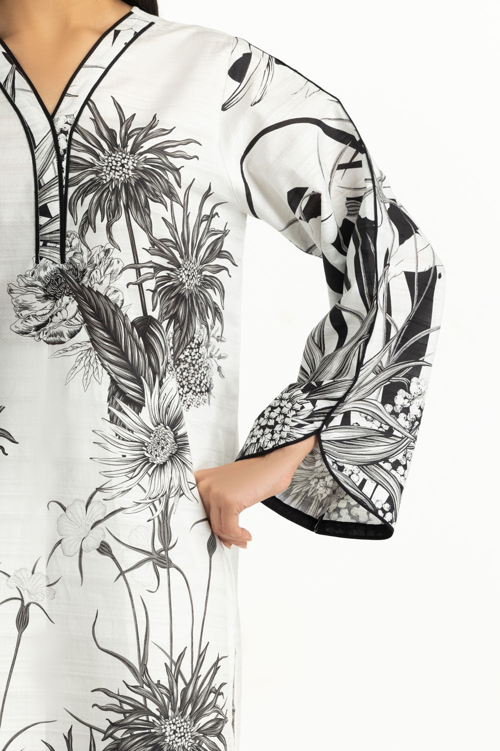 3Pc Dobby Printed Suit