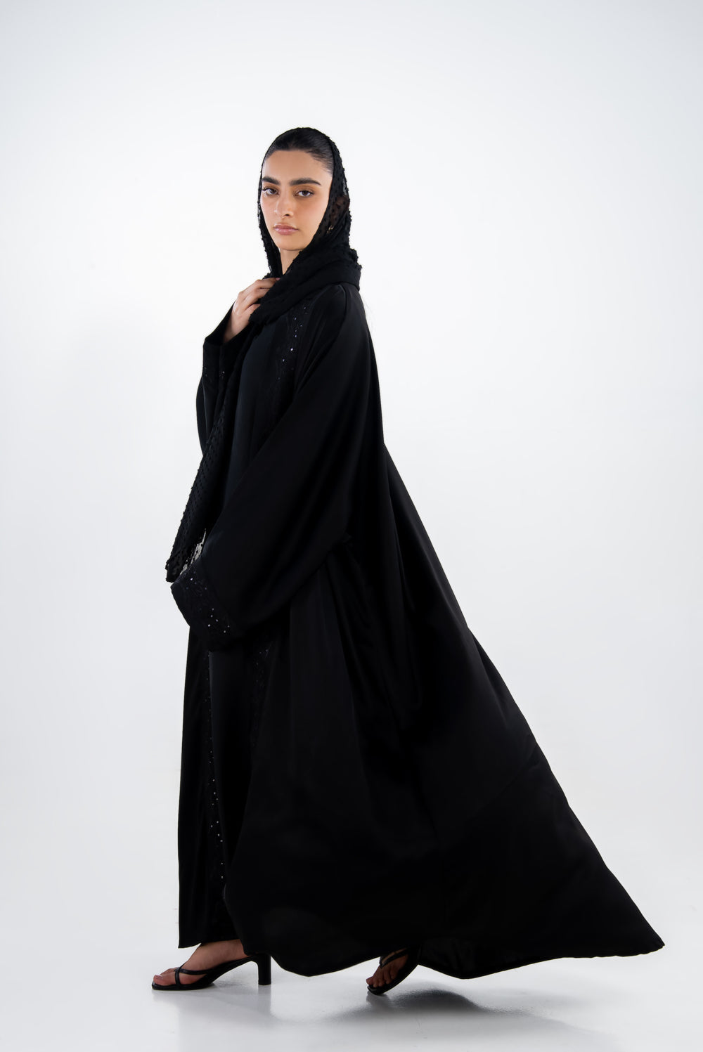 3Pc Georgette Embroidered Abaya