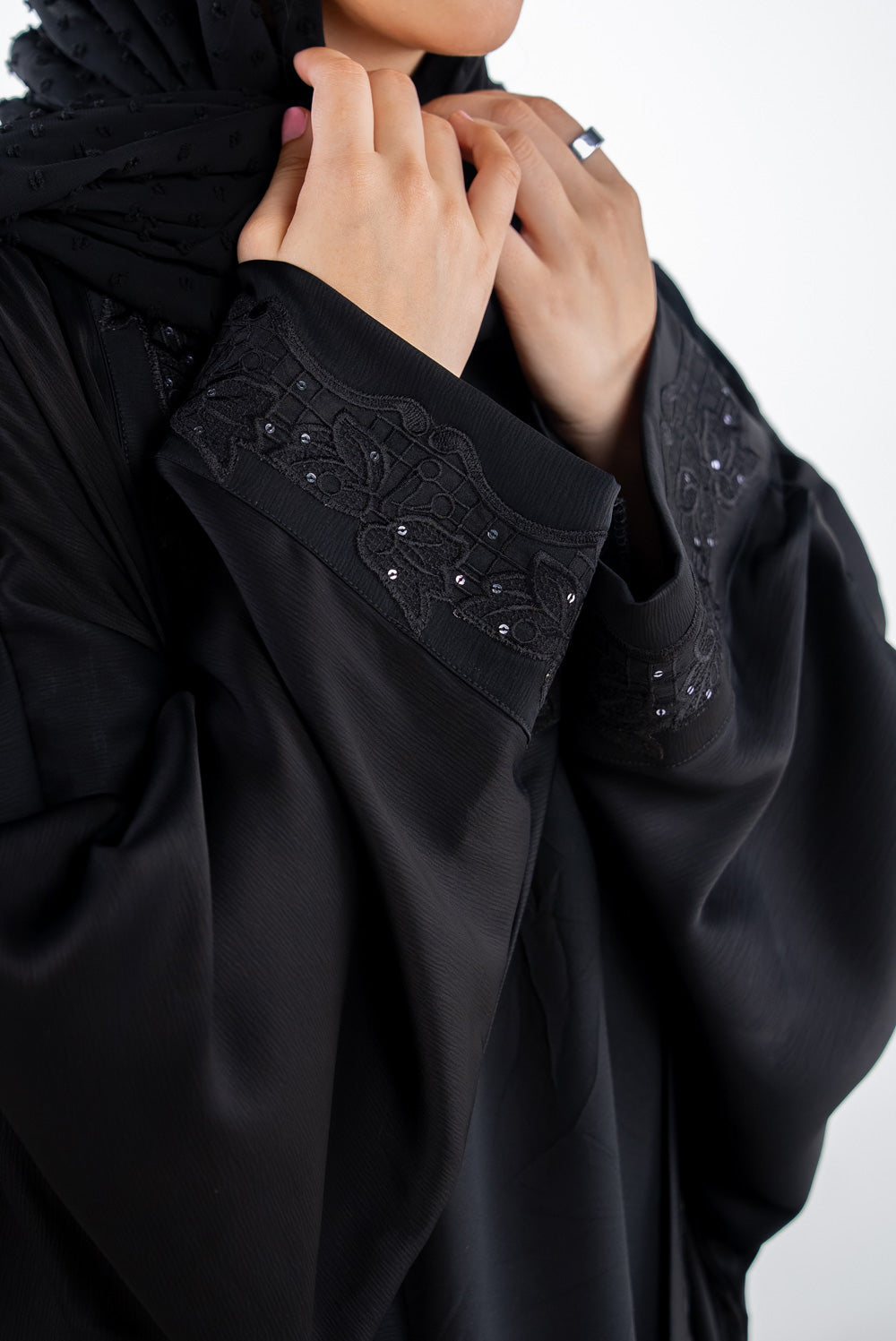 3Pc Georgette Embroidered Abaya