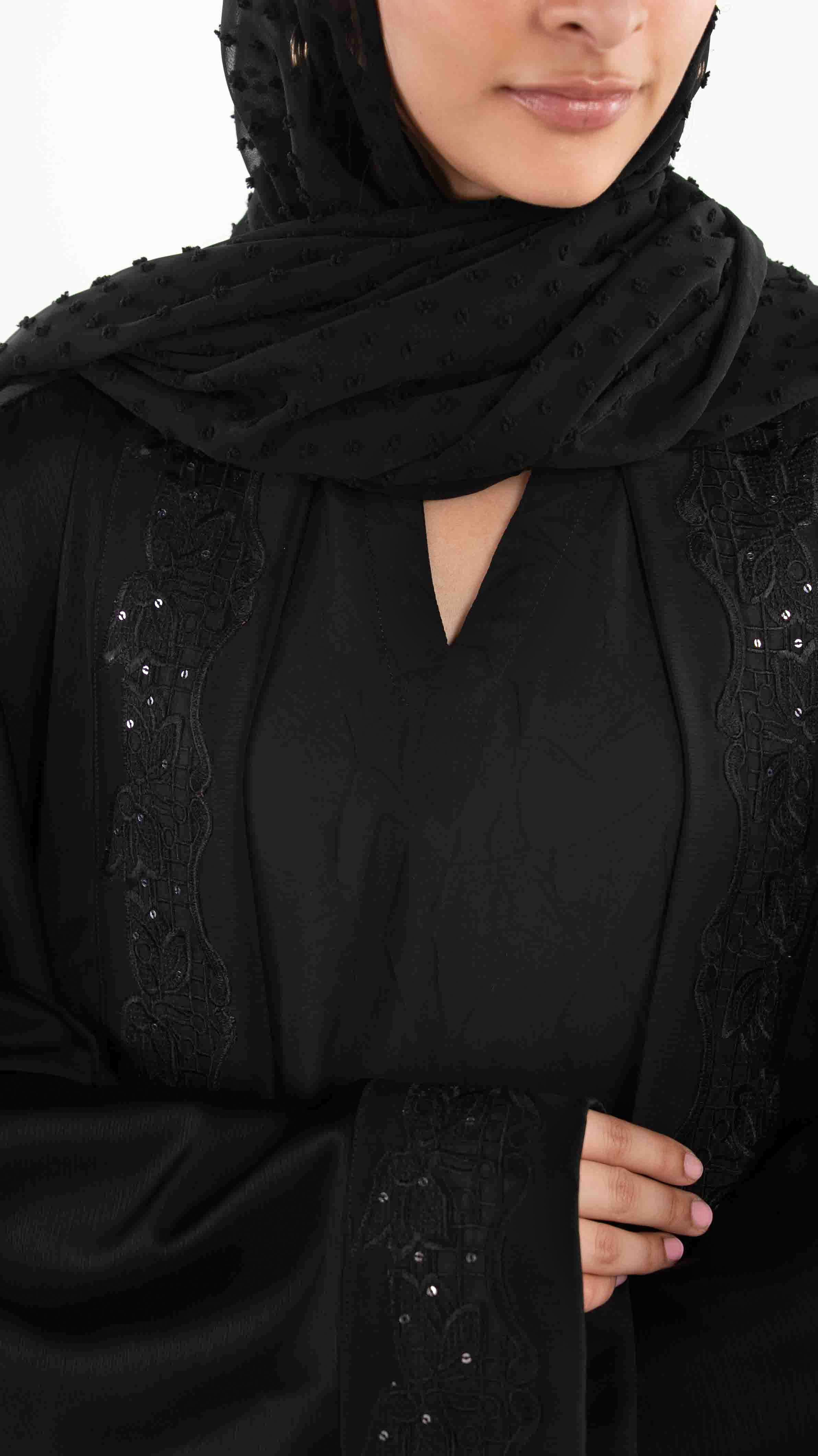 3Pc Georgette Embroidered Abaya