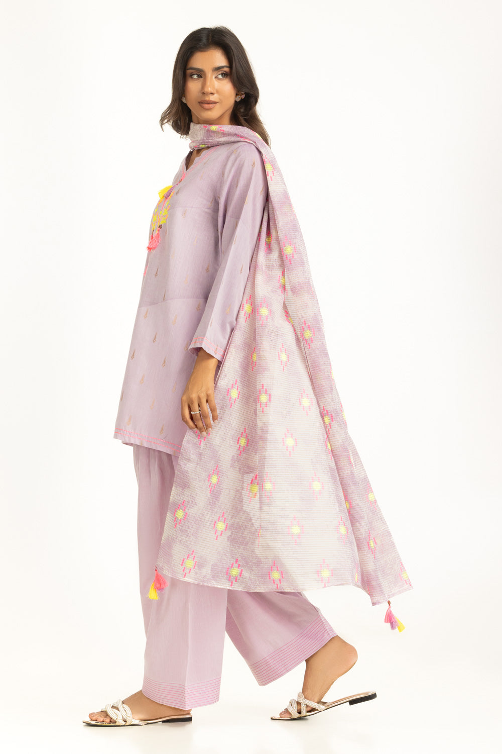 3Pc Jacquard Embroidered Suit