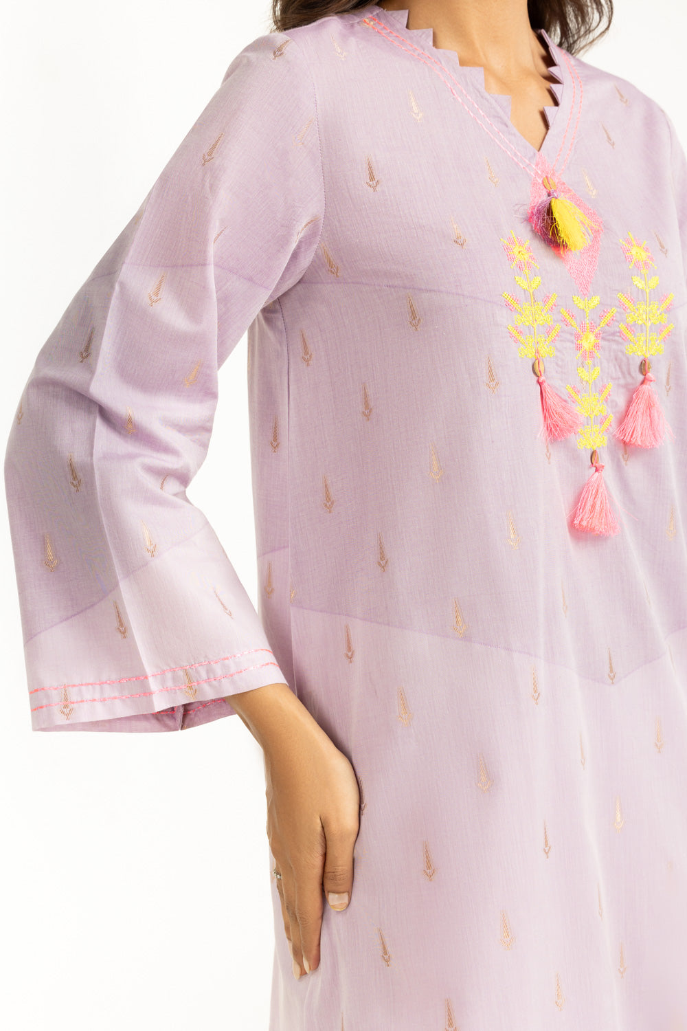 3Pc Jacquard Embroidered Suit