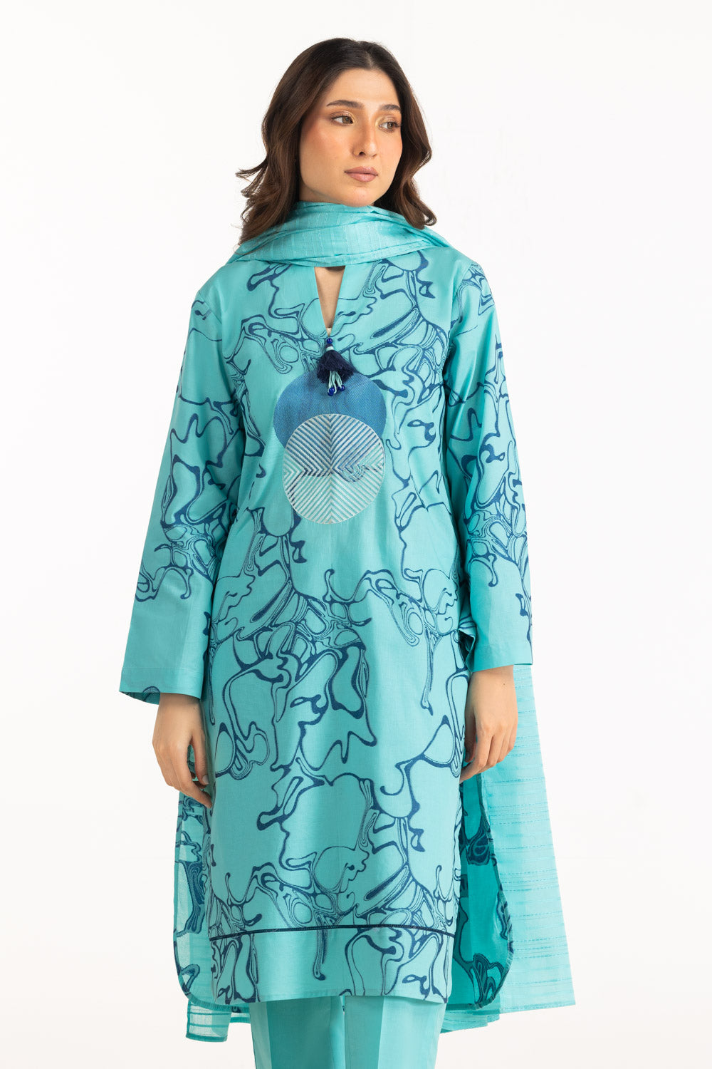 3Pc Jacquard Embroidered Suit