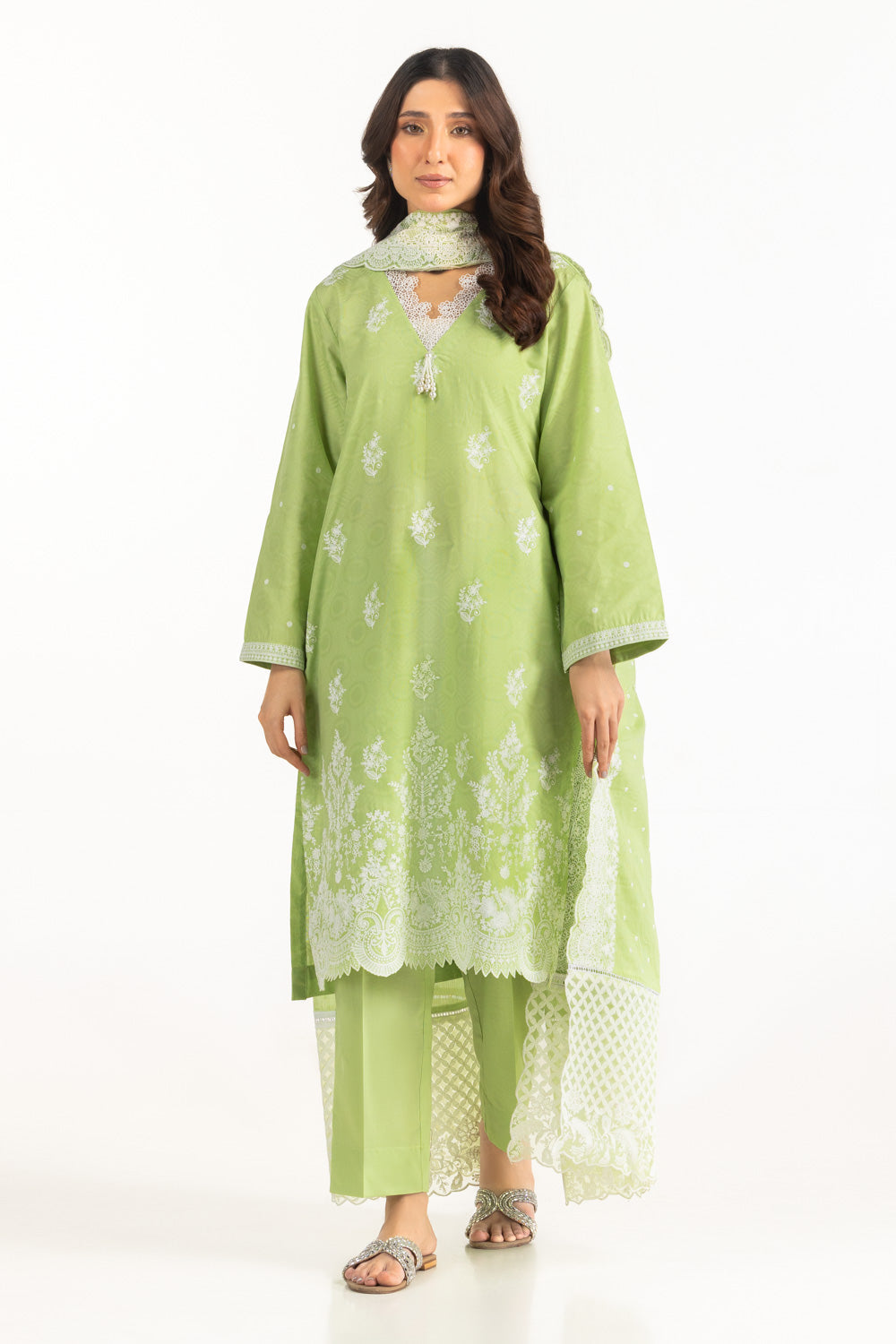 3Pc Jacquard Embroidered Suit
