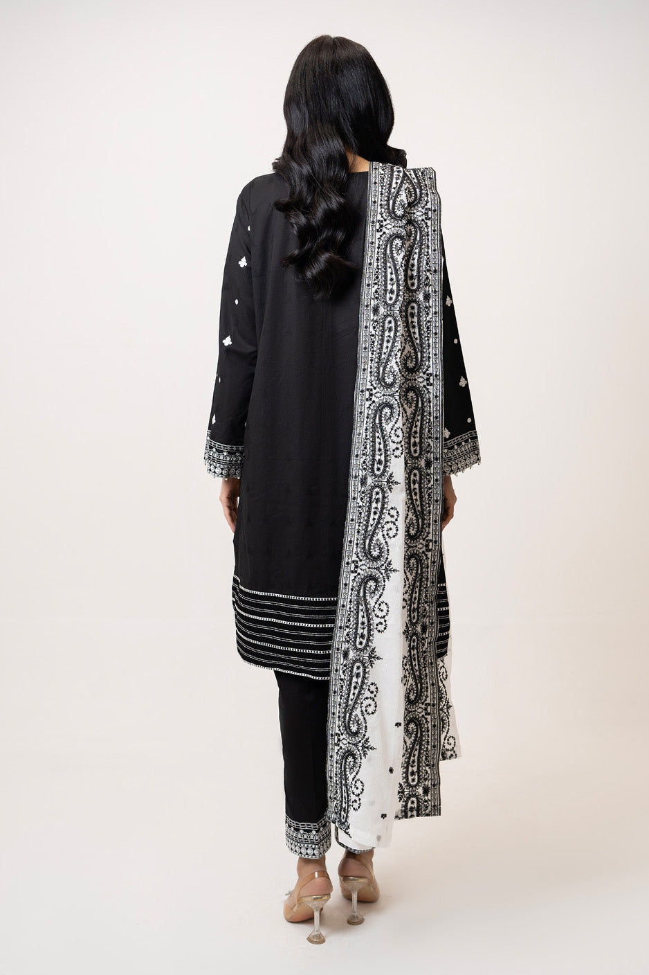 3Pc Jacquard Embroidered Suit