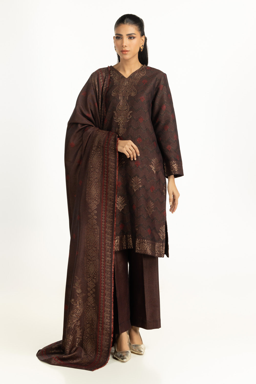 3Pc Jacquard Suit