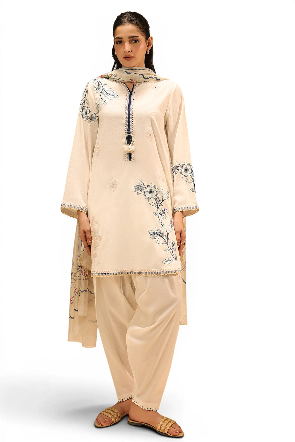 3Pc Karandi Embroidered Suit