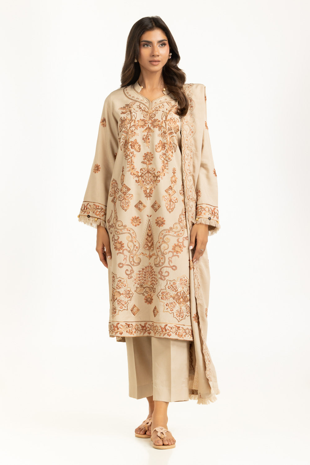 3Pc Karandi Embroidered Suit