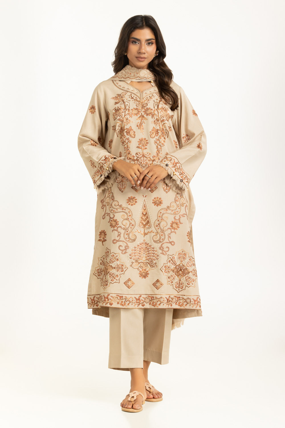 3Pc Karandi Embroidered Suit