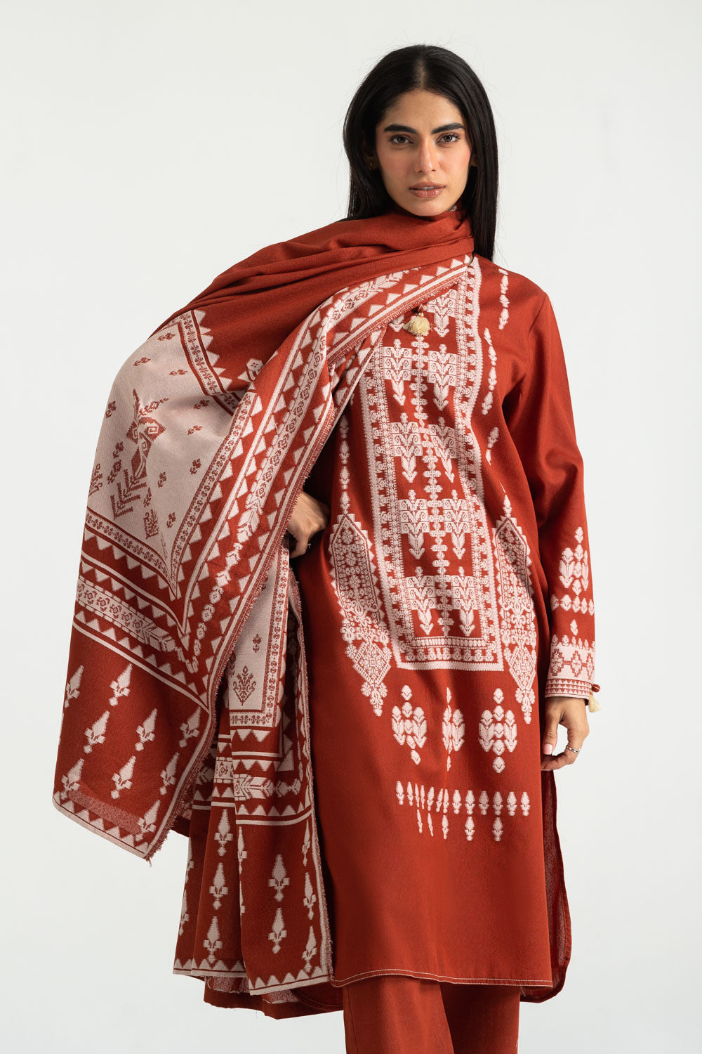 3PC Karandi Jacquard Embroidered Suit