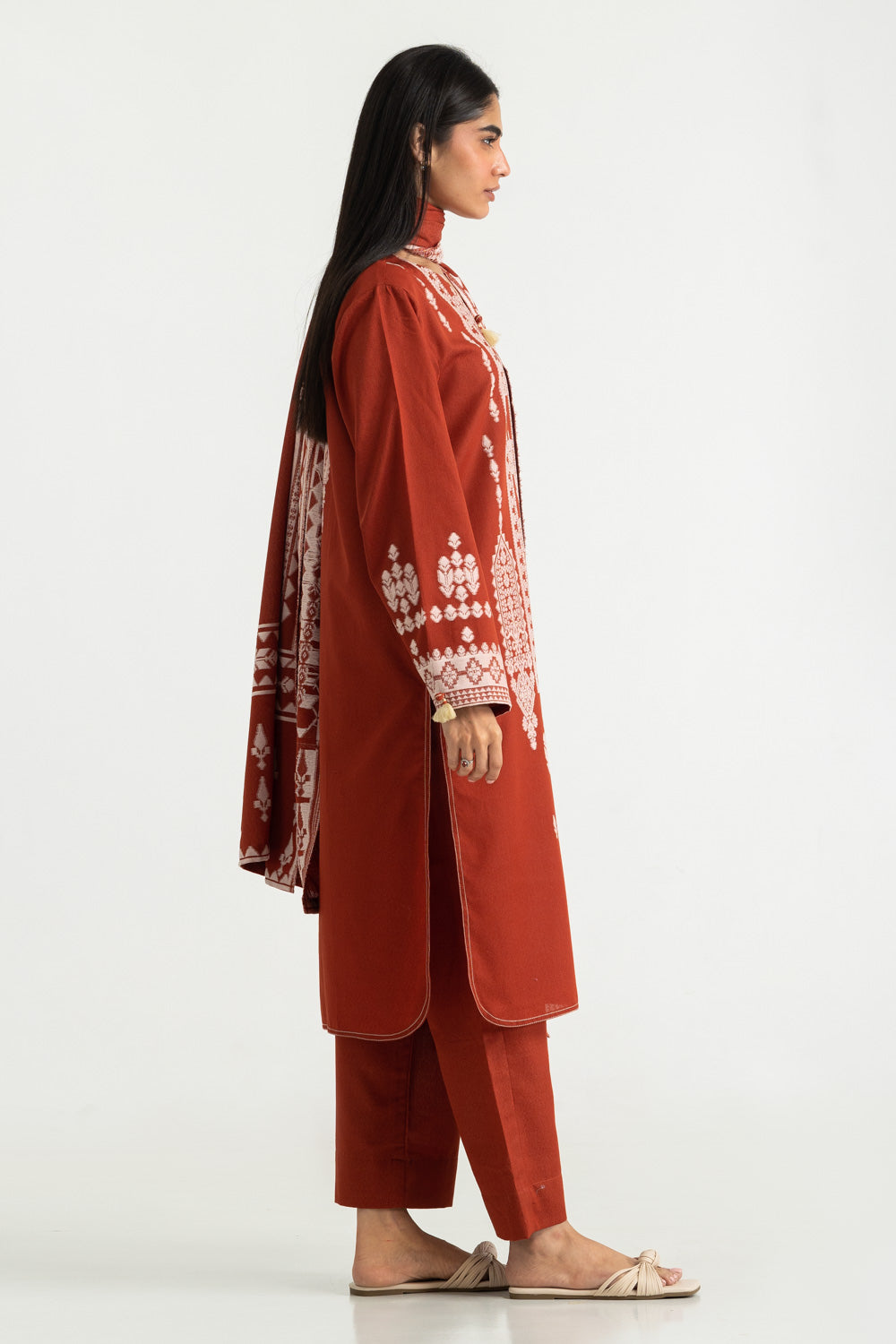 3PC Karandi Jacquard Embroidered Suit