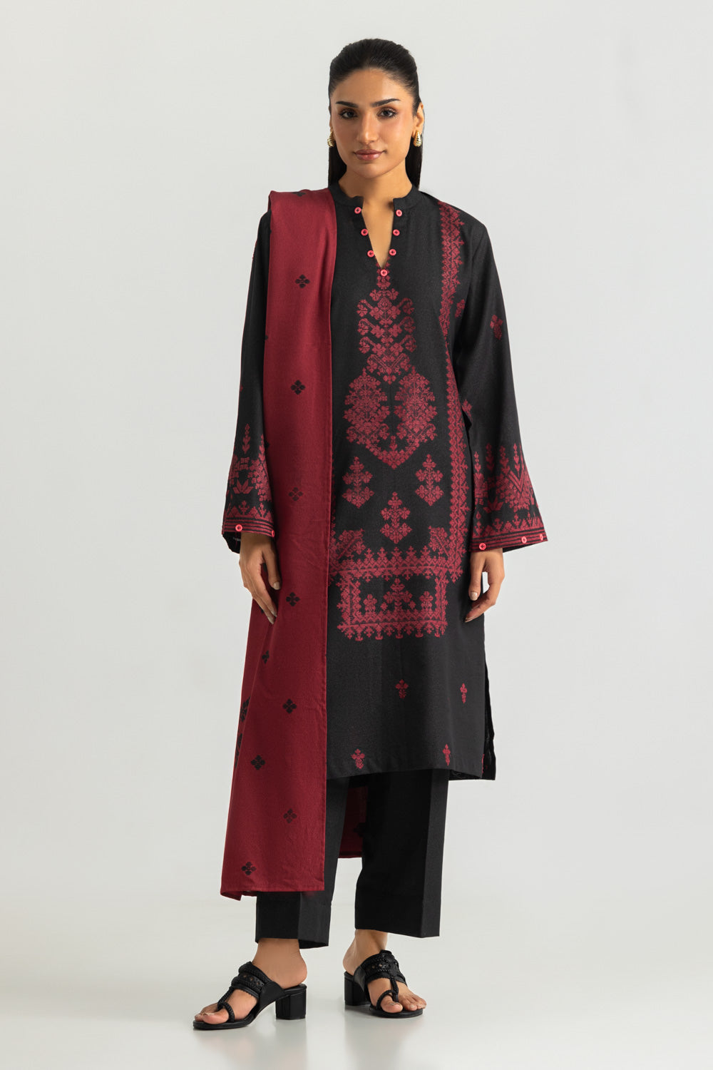 3PC Karandi Jacquard Embroidered Suit