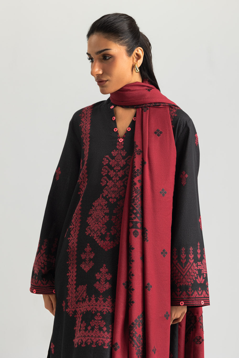 3PC Karandi Jacquard Embroidered Suit