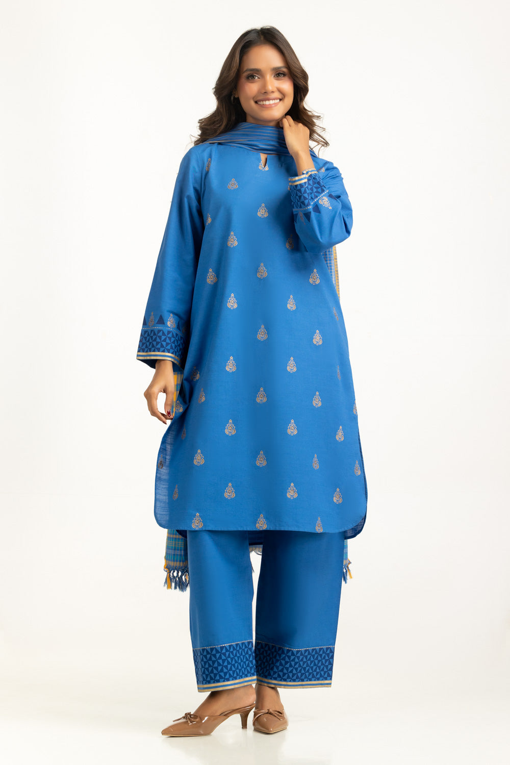 3Pc Khaddar Block Printed Suit
