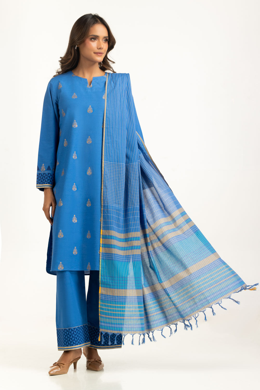 3Pc Khaddar Block Printed Suit