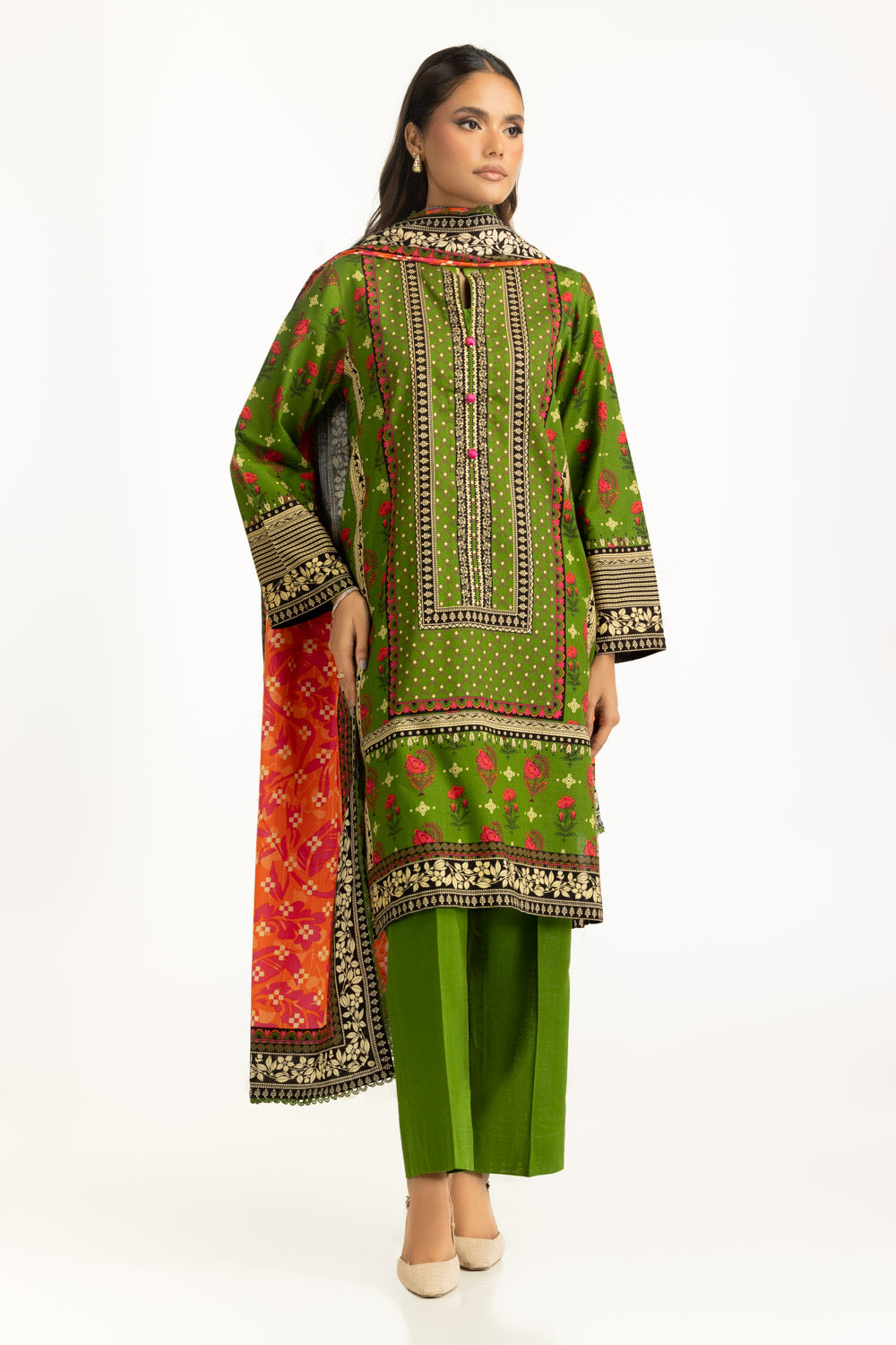 3Pc Khaddar Printed Suit