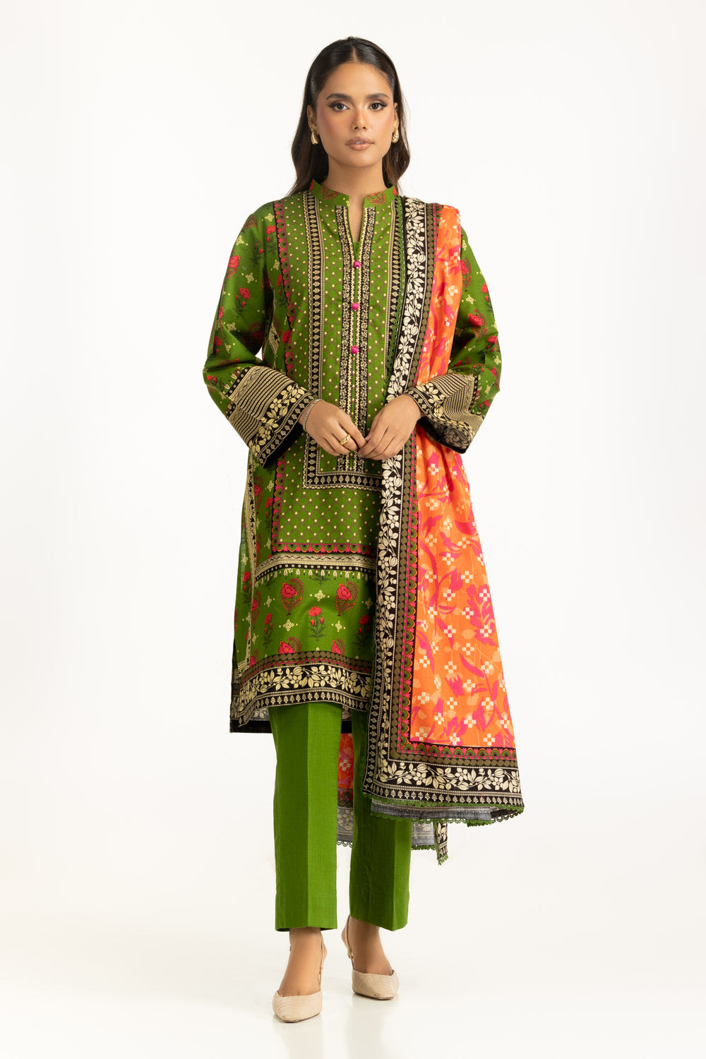 3Pc Khaddar Printed Suit