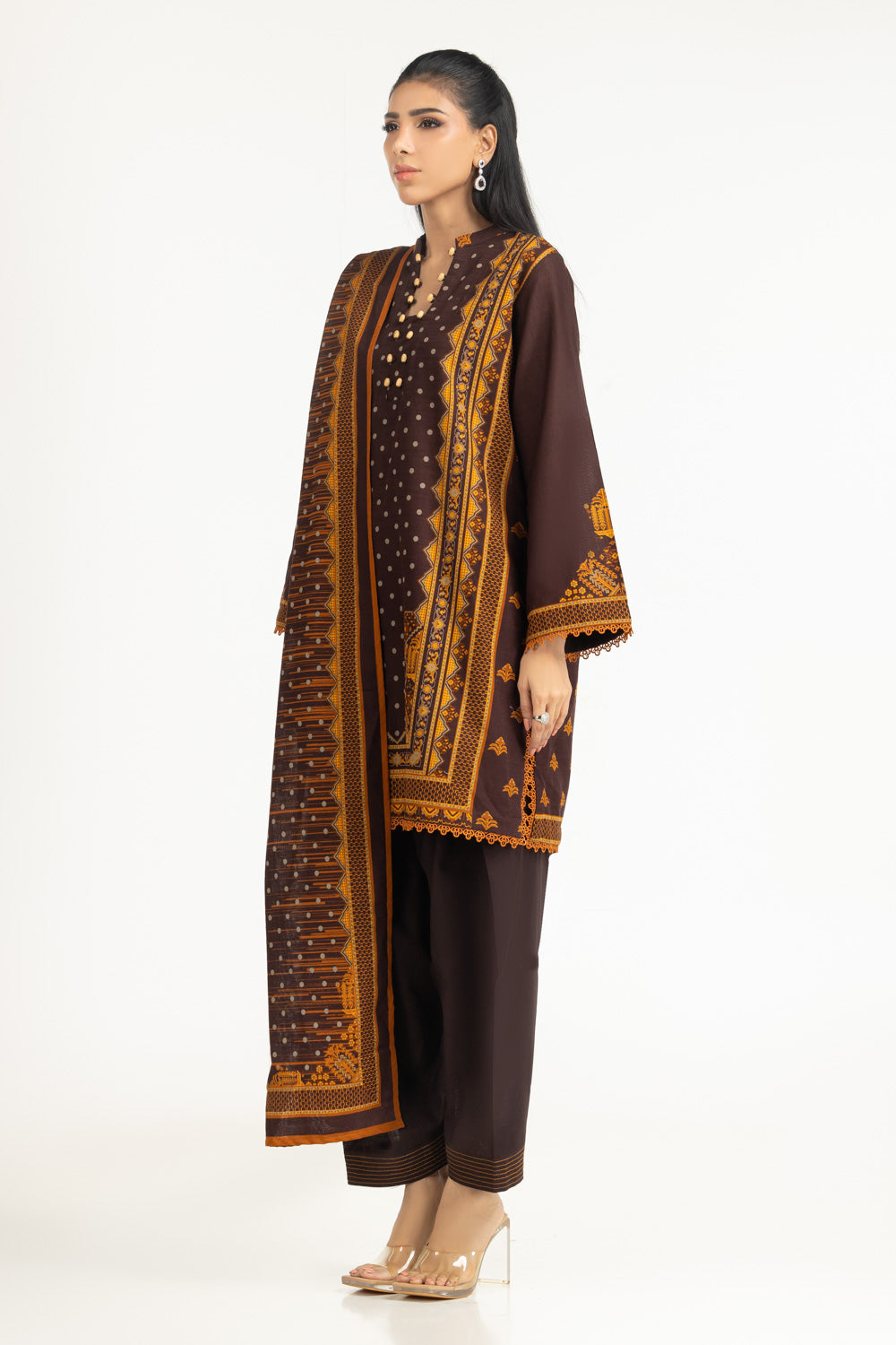 3Pc Khaddar Printed Suit