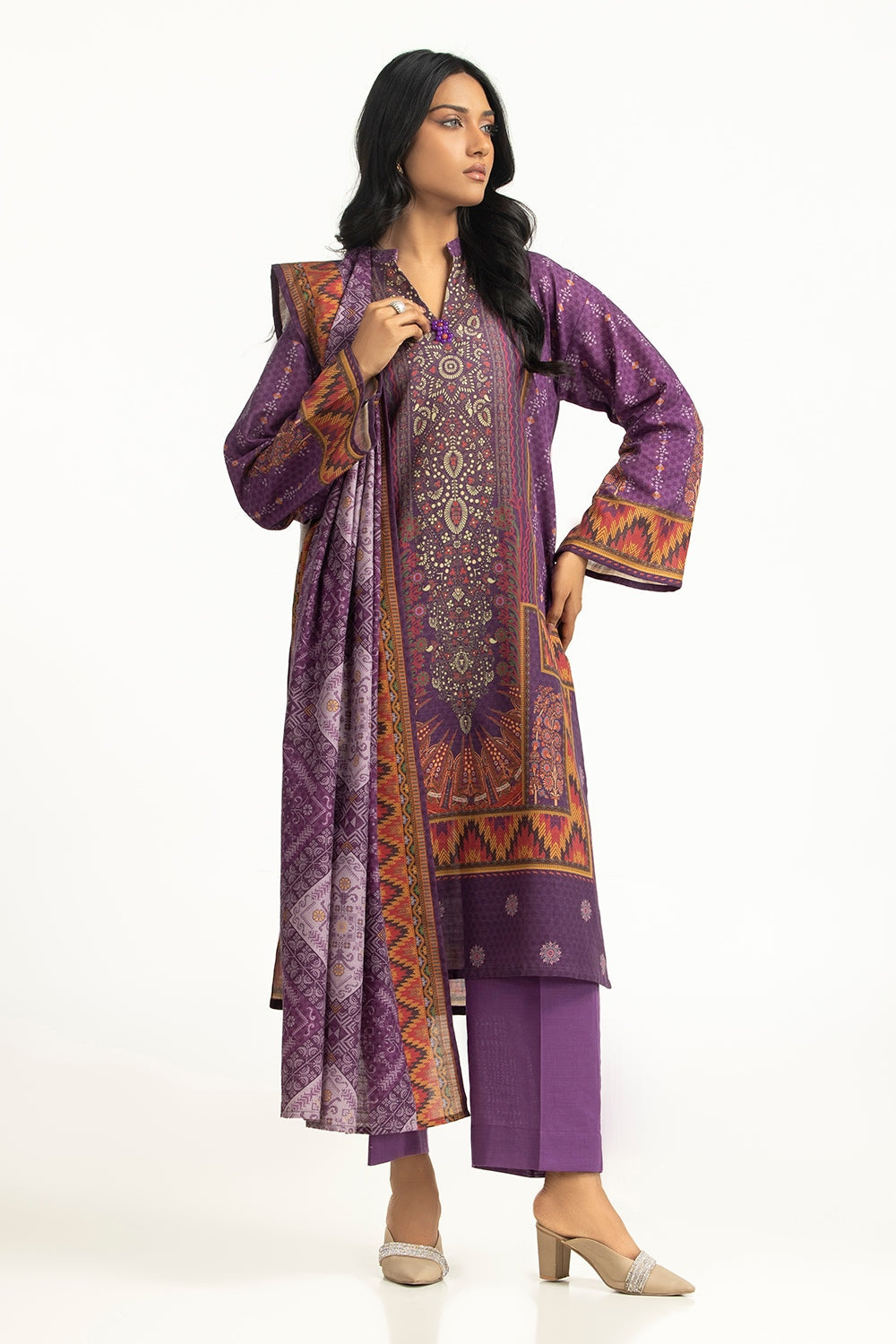 3PC Khaddar Printed Suit