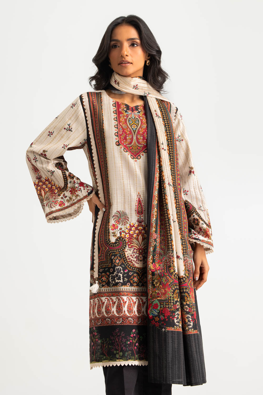3PC Khaddar Printed Suit