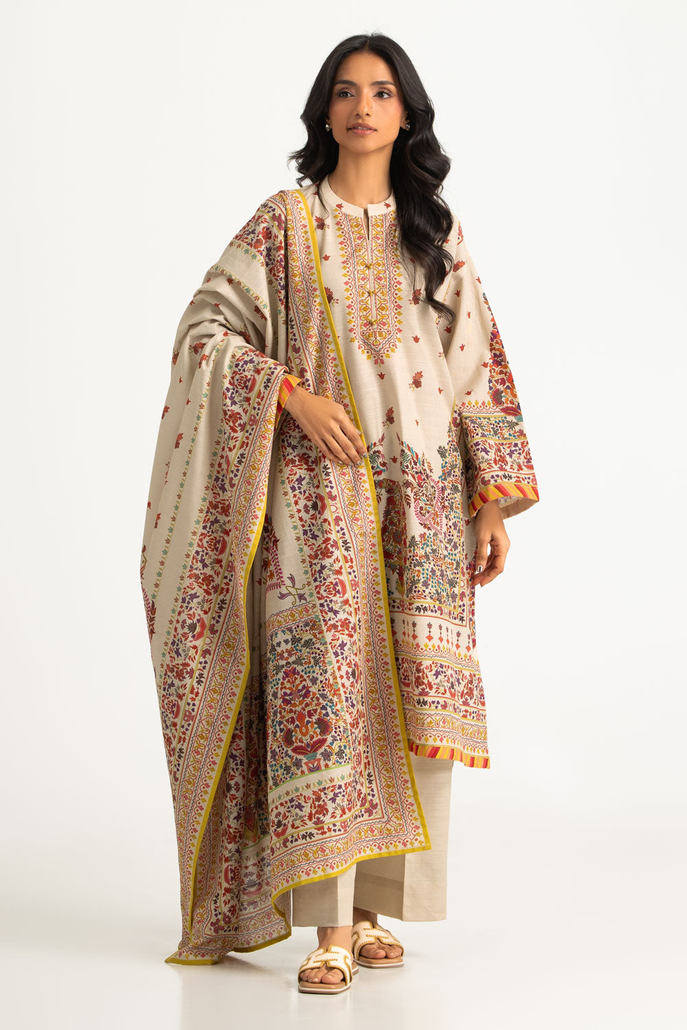 3PC Khaddar Printed Suit