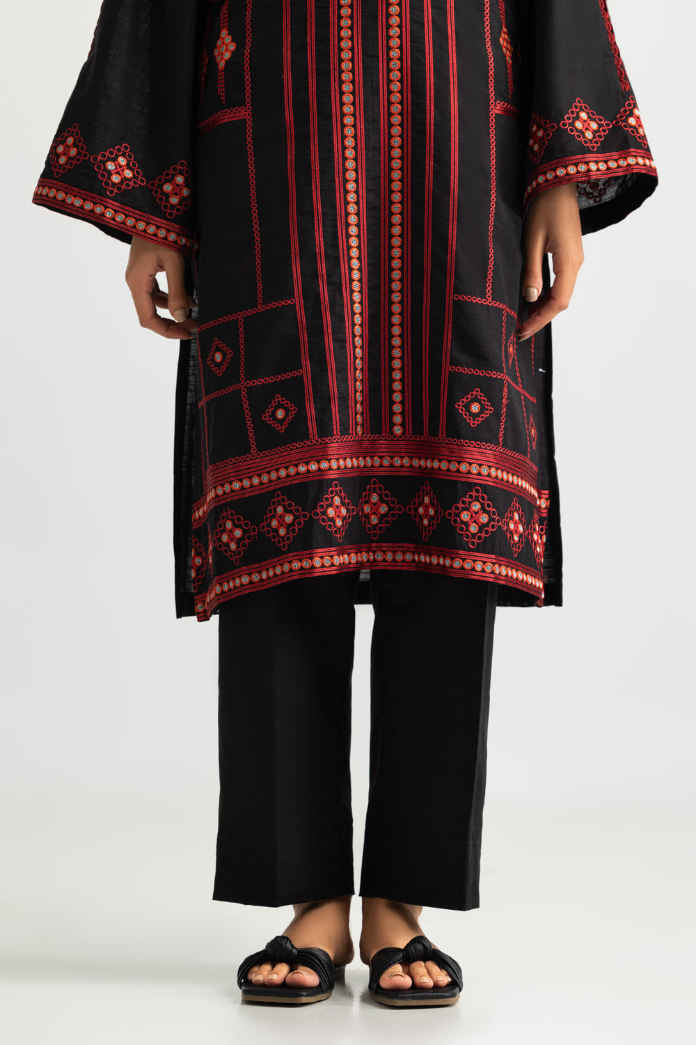 3PC Khaddar Slub Embroidered Suit With Printed