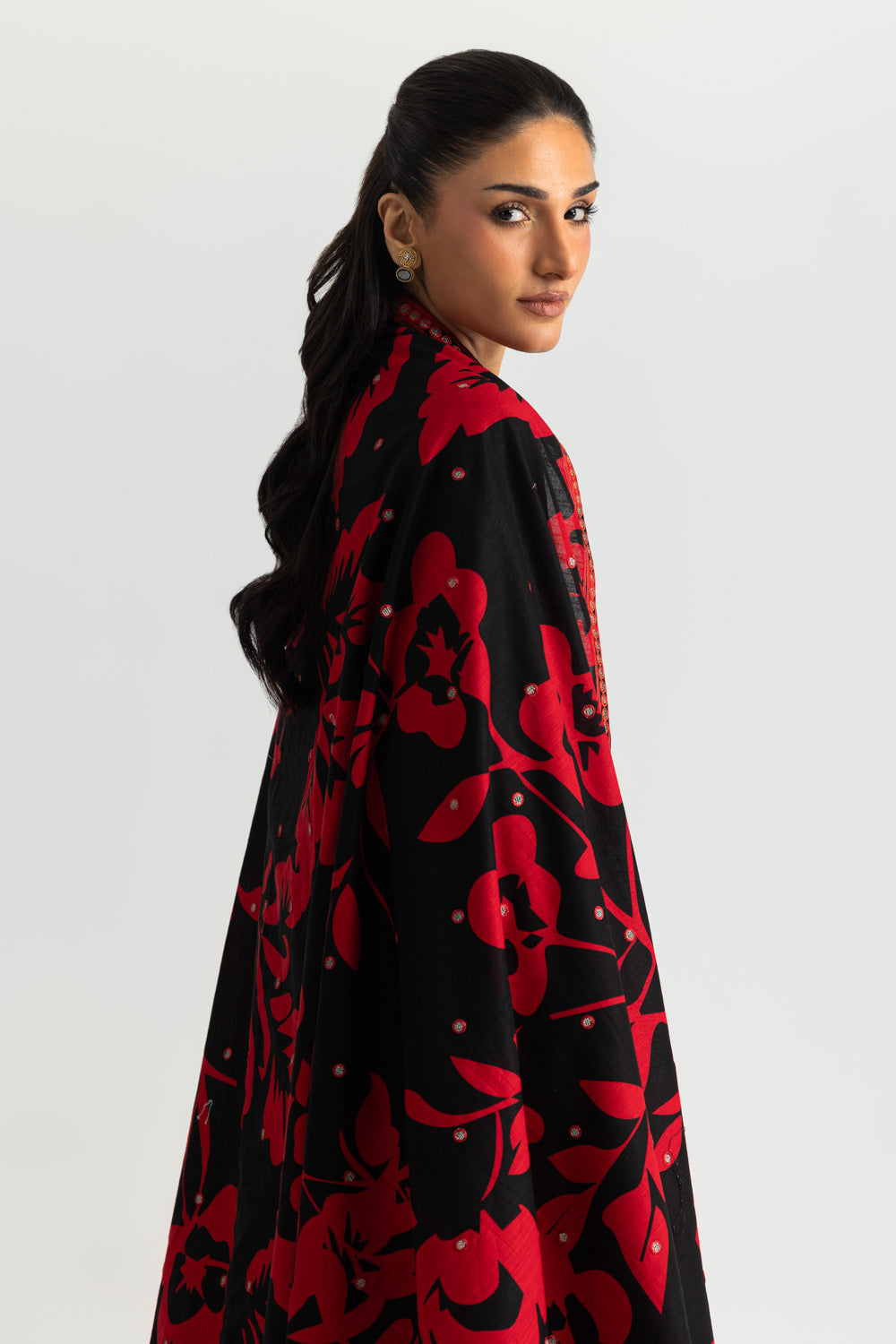 3PC Khaddar Slub Embroidered Suit With Printed