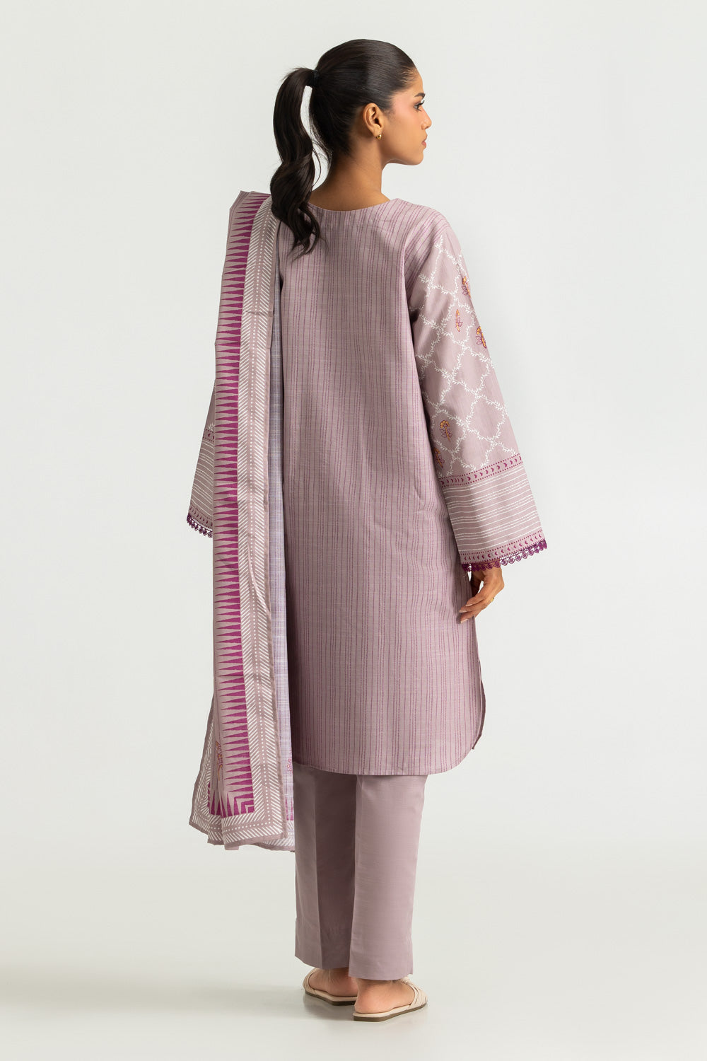 3PC Khaddar Slub Gold Printed Suit