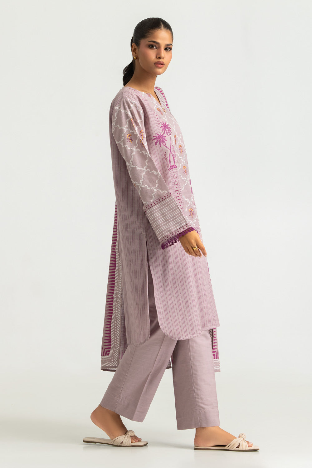 3PC Khaddar Slub Gold Printed Suit