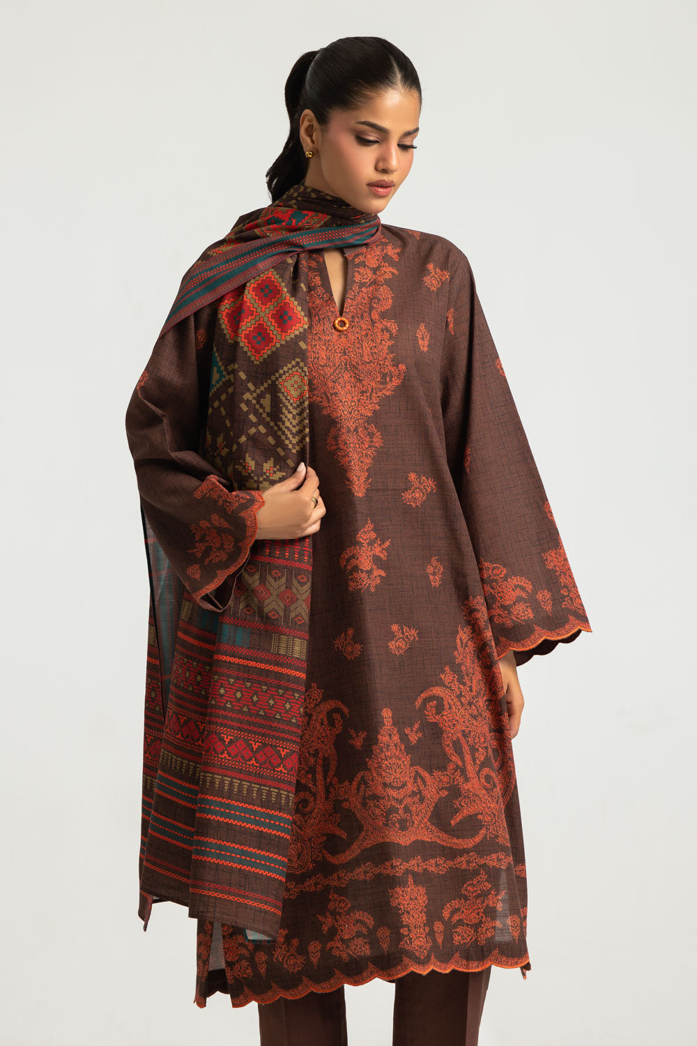 3PC Khaddar Slub Printed Suit