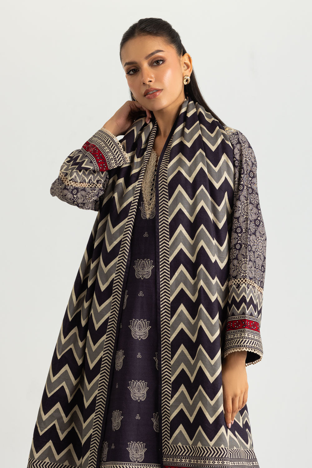3PC Khaddar Slub Printed Suit