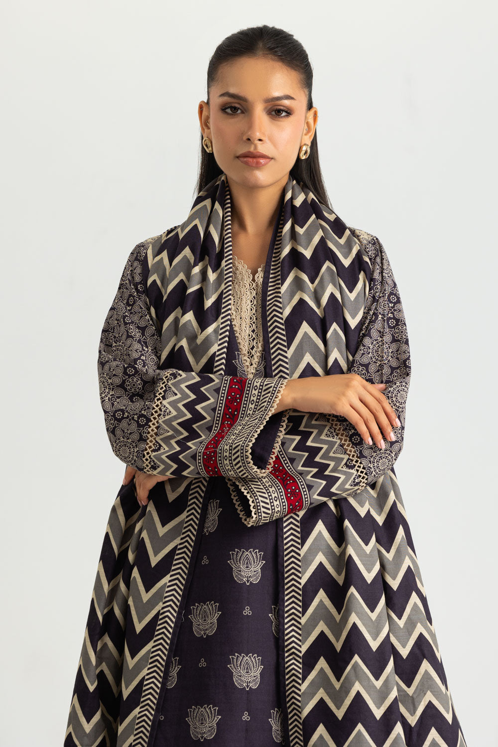 3PC Khaddar Slub Printed Suit