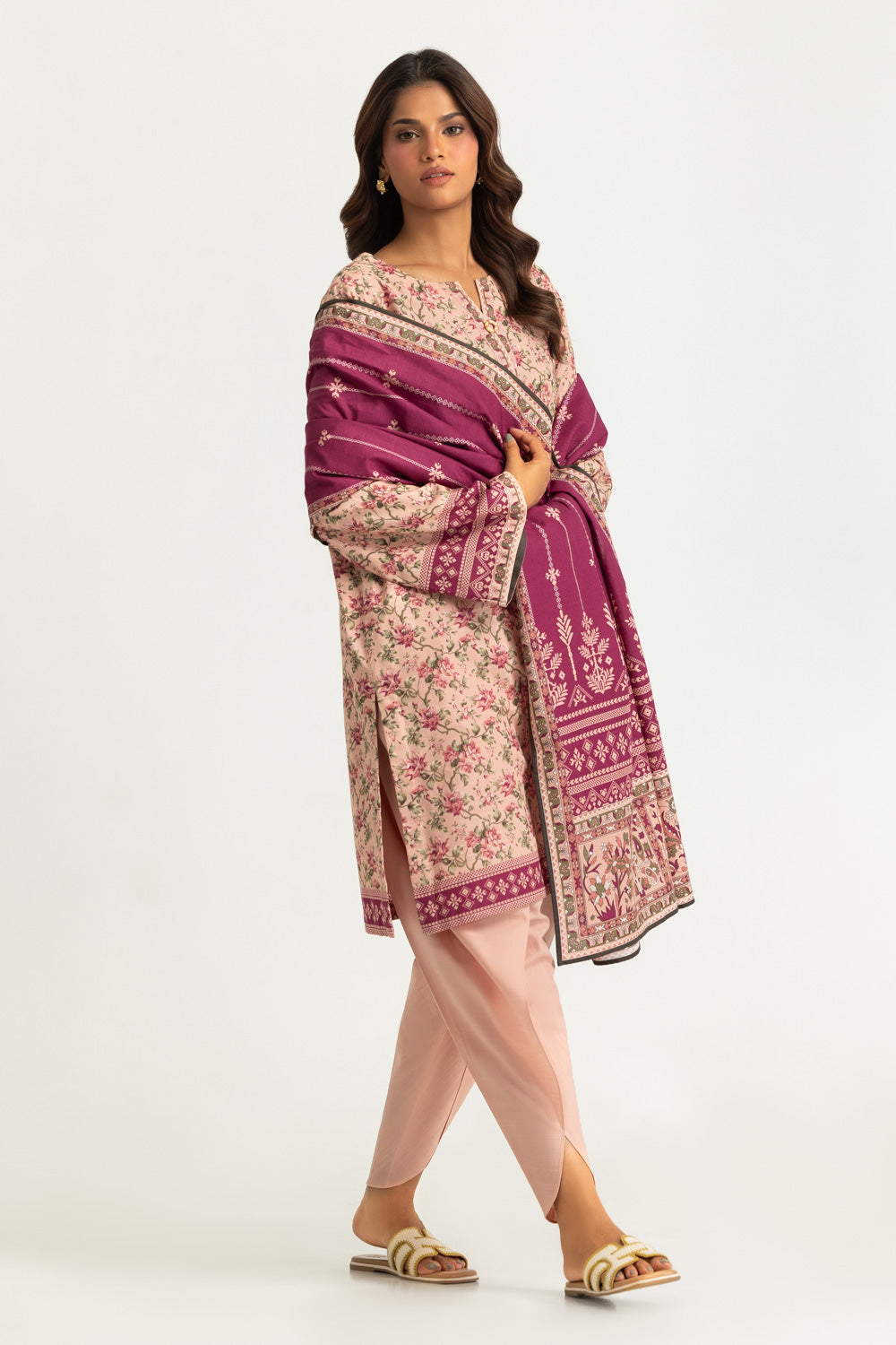 3PC Khaddar Slub Printed Suit