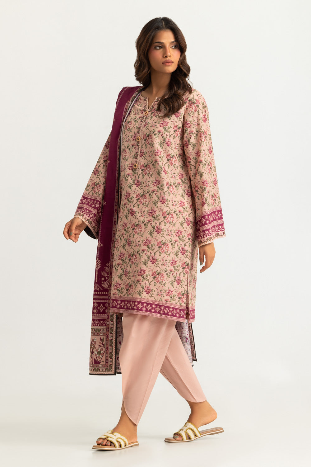 3PC Khaddar Slub Printed Suit