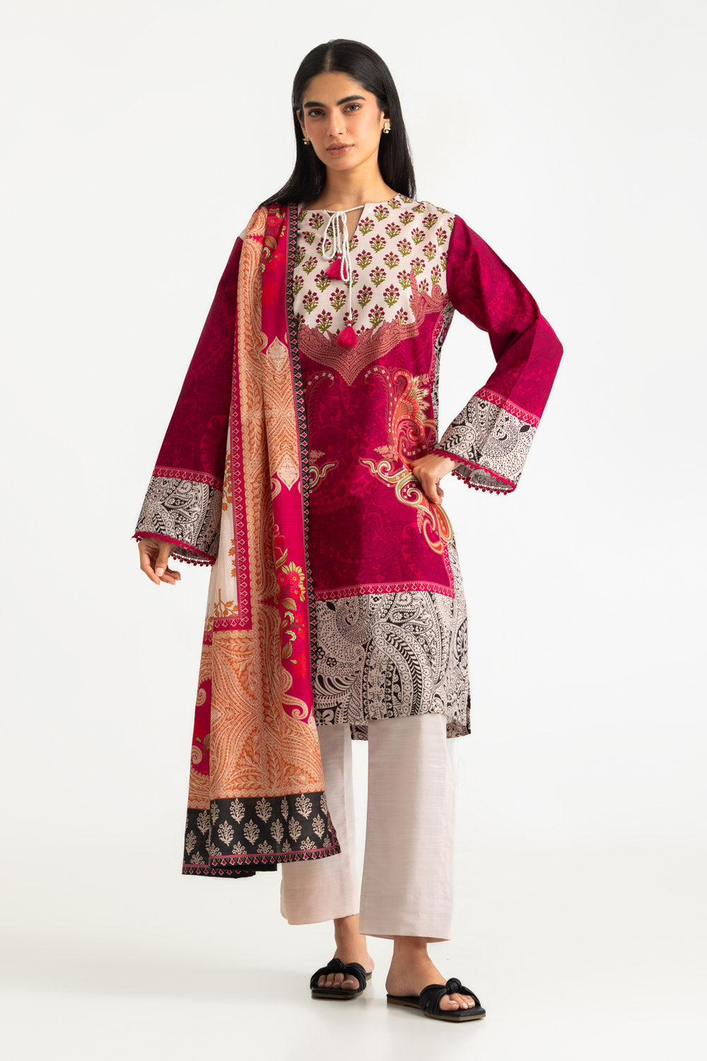 3PC Khaddar Slub Printed Suit