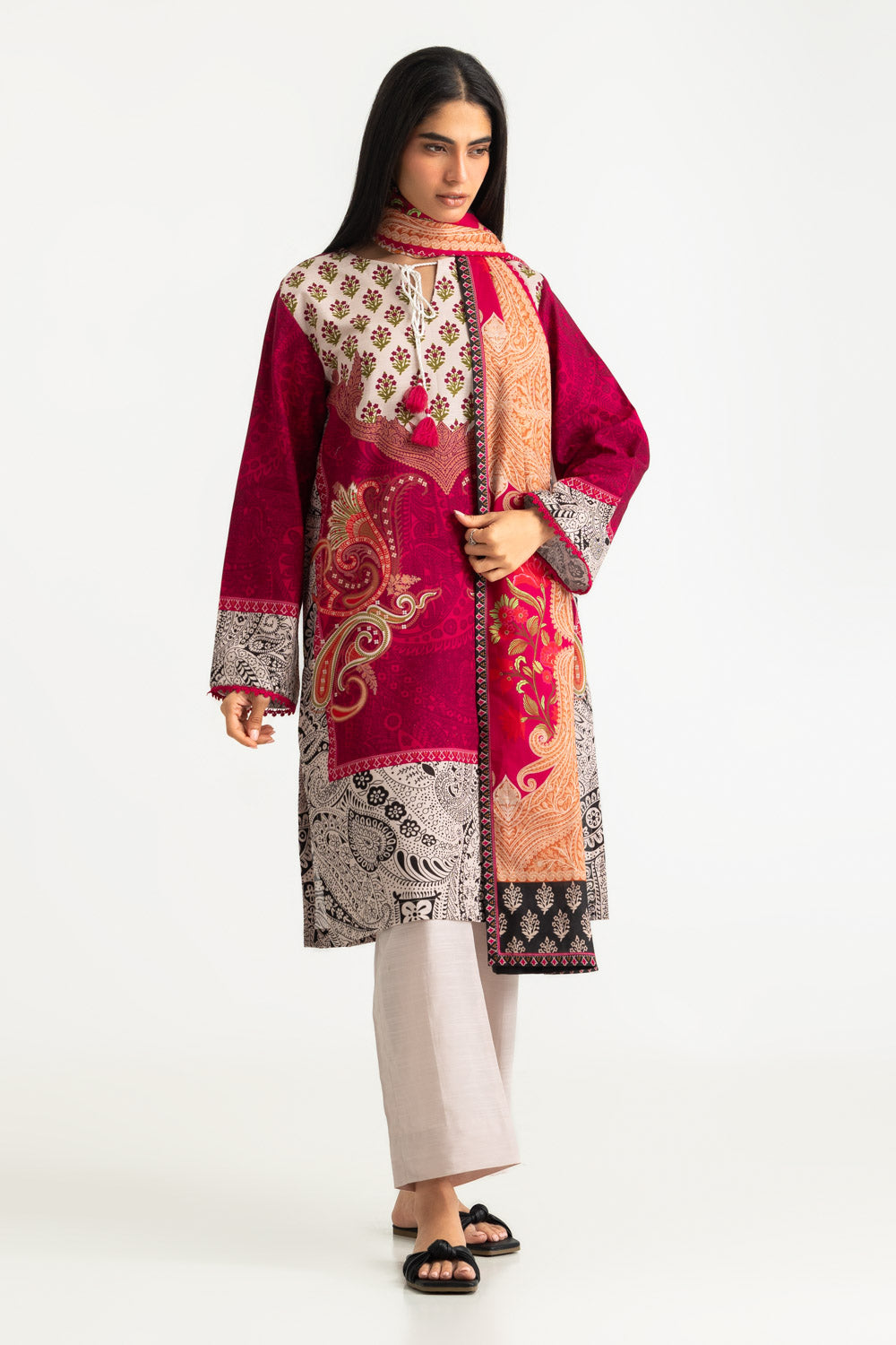 3PC Khaddar Slub Printed Suit