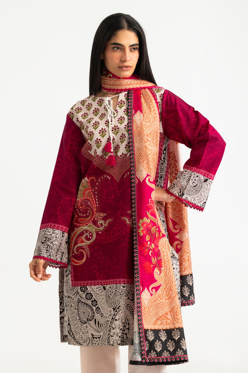 3PC Khaddar Slub Printed Suit