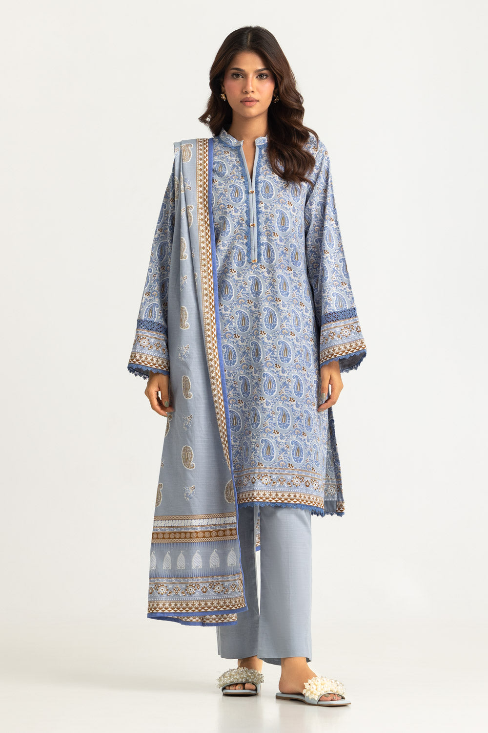 3PC Khaddar Slub Printed Suit