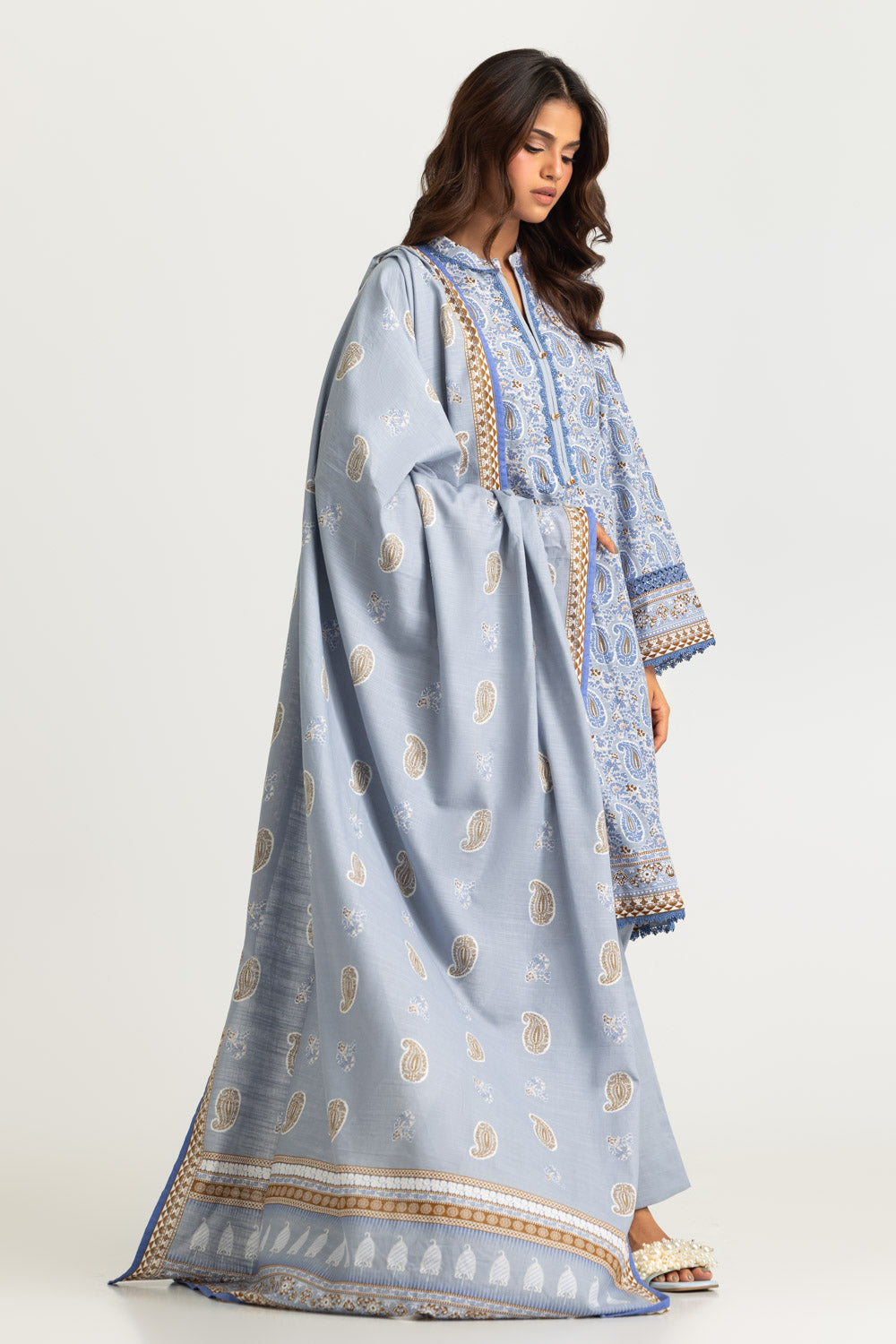 3PC Khaddar Slub Printed Suit