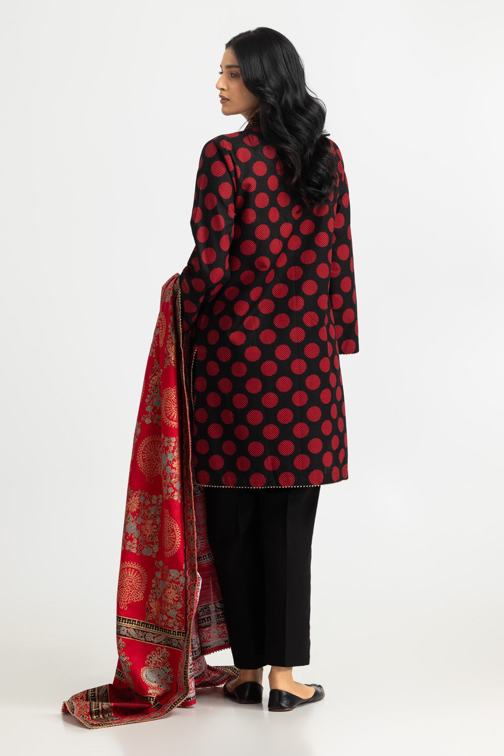 3PC Khaddar Slub Printed Suit With Embroidered