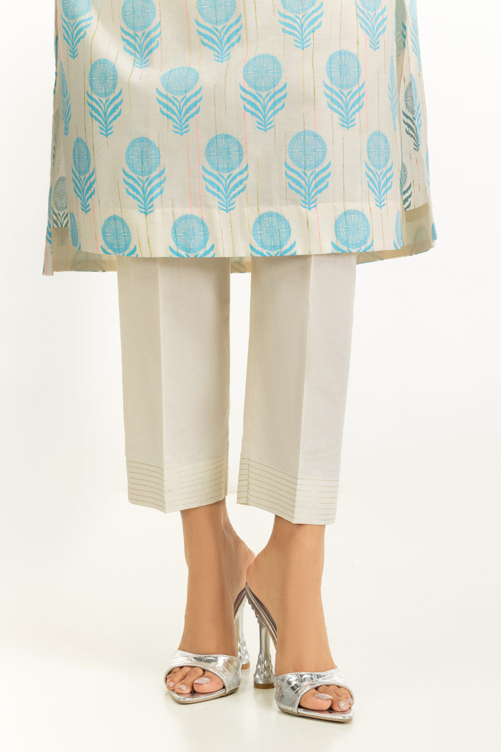 3PC Lacquer Printed Slub Yarn Suit