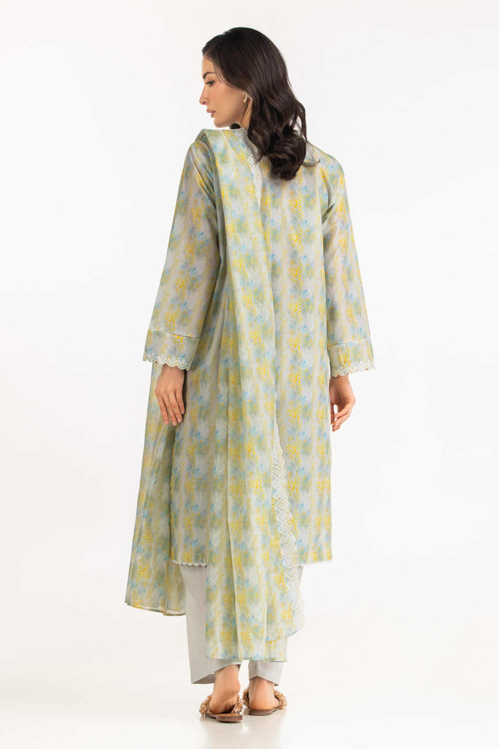 3Pc Lawn Printed Suit With Embroidered