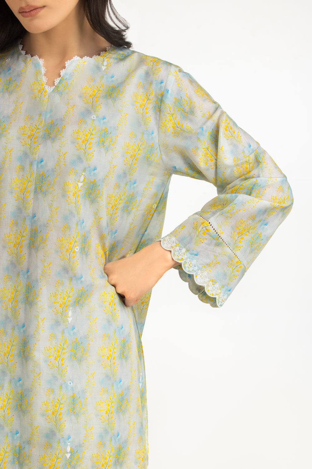 3Pc Lawn Printed Suit With Embroidered