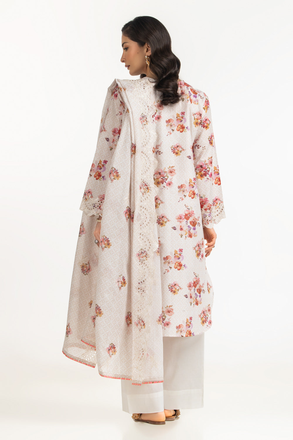 3Pc Lawn Printed Suit With Embroidered