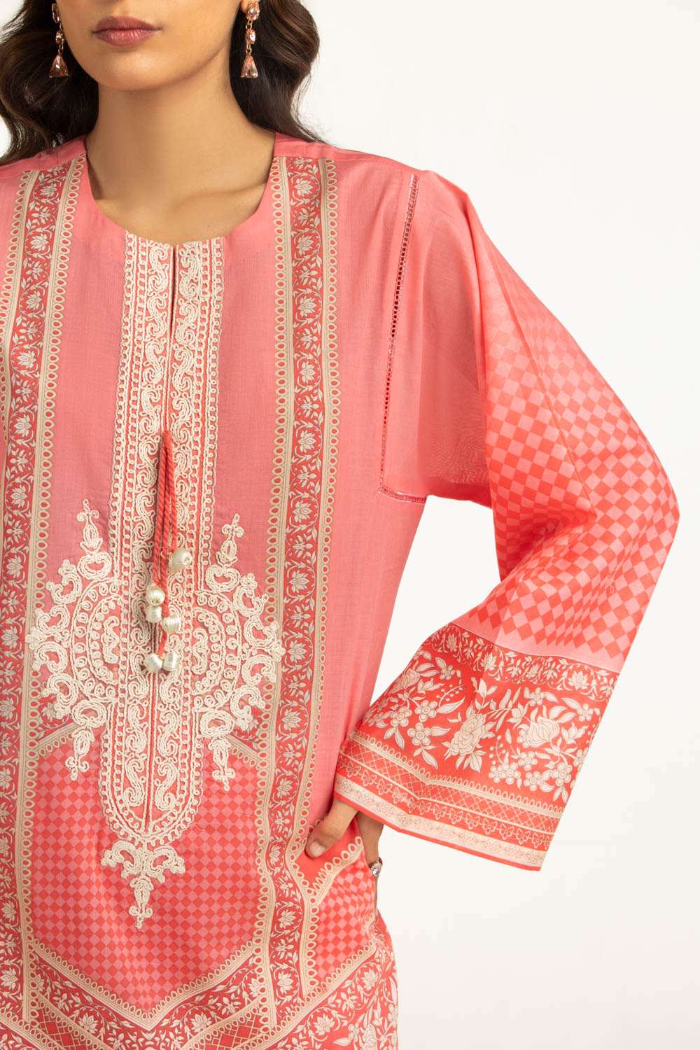 3Pc Lawn Printed Suit With Embroidered