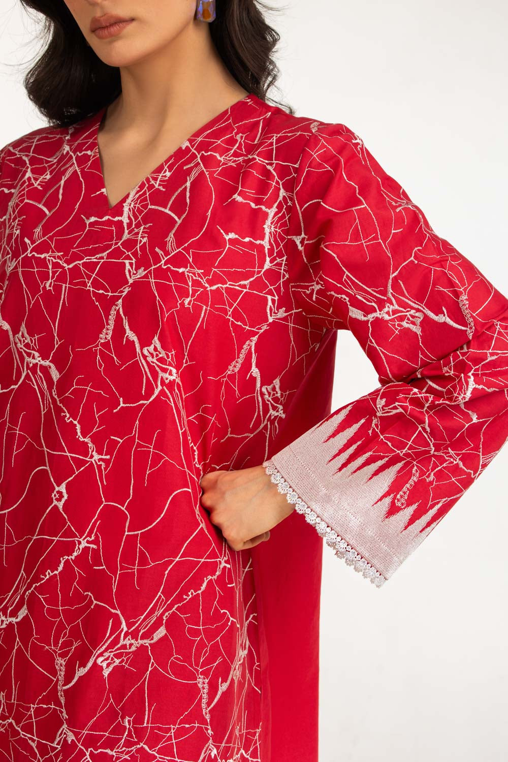 3Pc Lawn Printed Suit With Embroidered