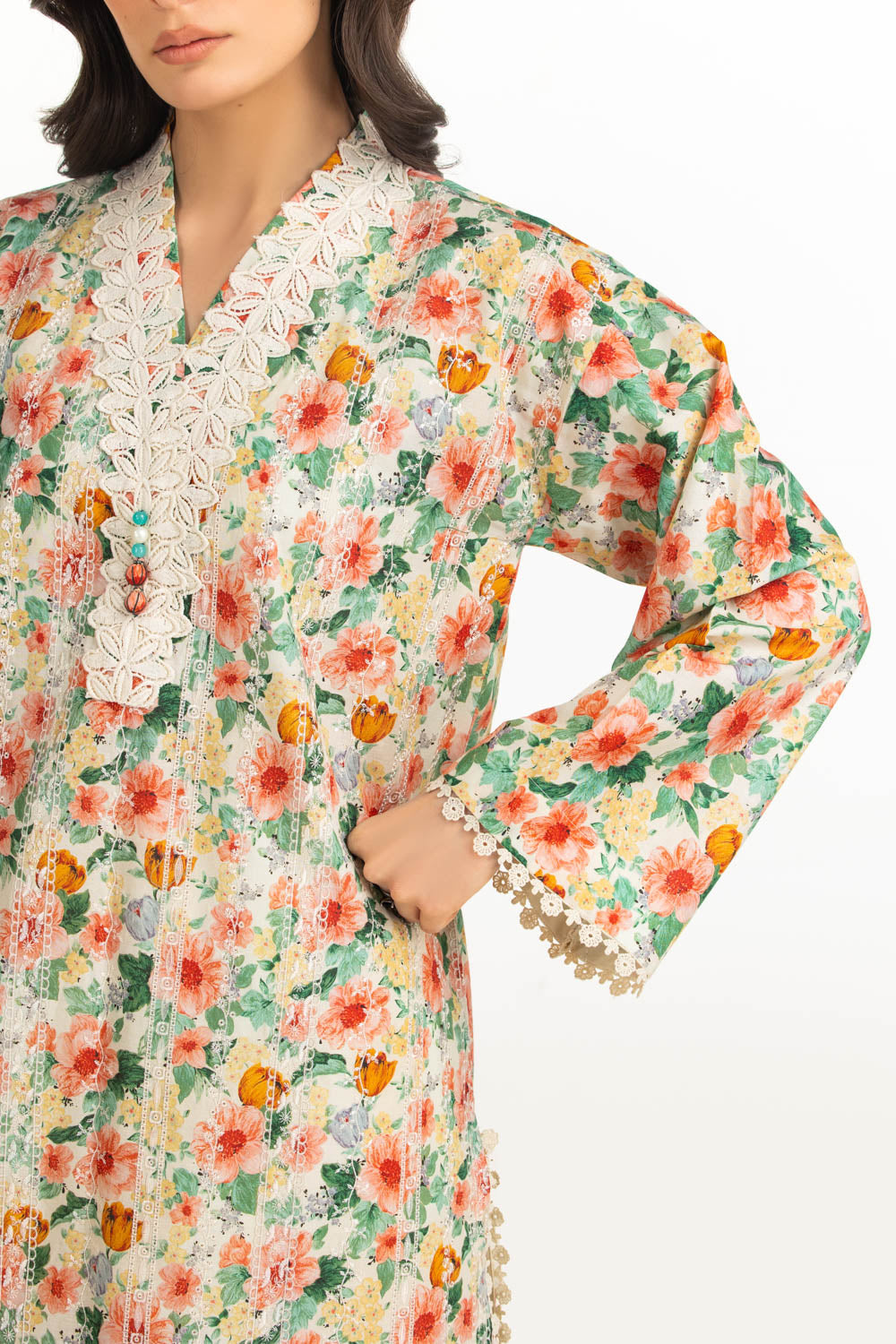 3Pc Lawn Printed Suit With Embroidered