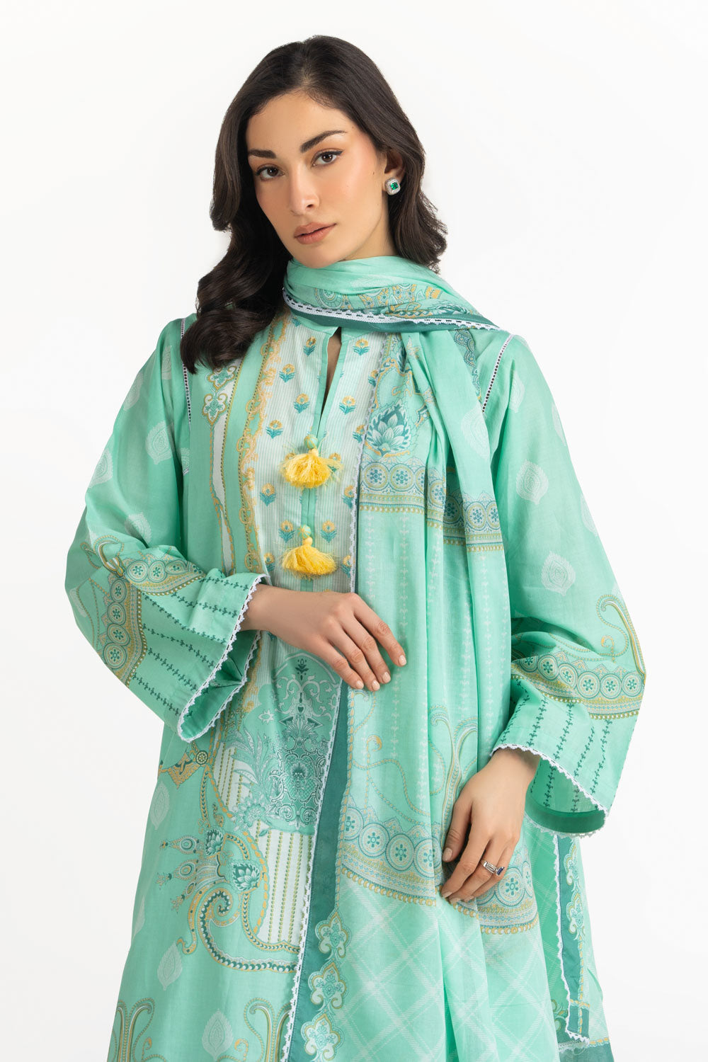 3PC Lawn Printed Suit With Embroidered