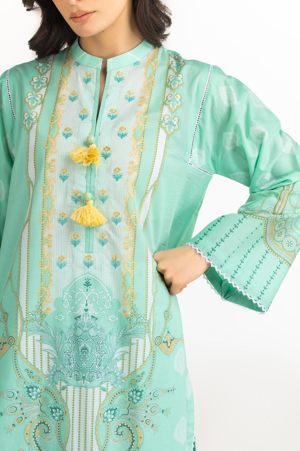 3PC Lawn Printed Suit With Embroidered